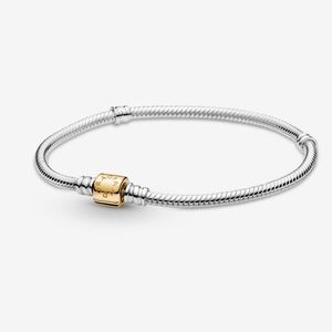 Pandora Moments Two-tone Barrel Clasp Snake Chain Bracelet